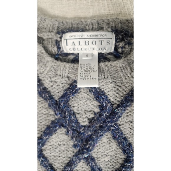 Vintage Talbots Collection Wool Alpaca Blend Hand Knit Sweater Small Striped 90s - Picture 7 of 13